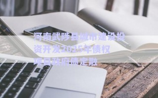 河南武陟縣城市建設(shè)投資開(kāi)發(fā)2025年債權(quán)項(xiàng)目政府債定融